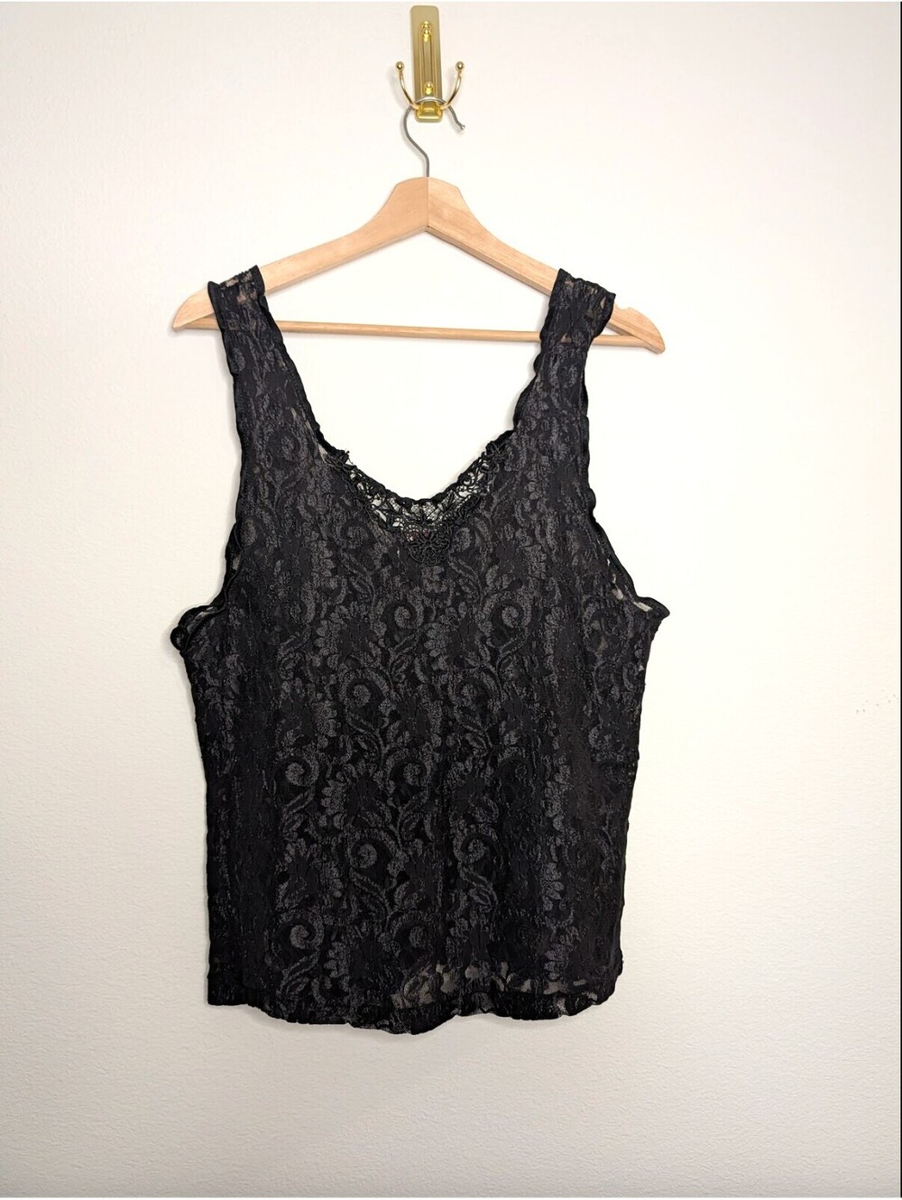 Vintage Made in U.S.A. Sheer Lace Tank Top